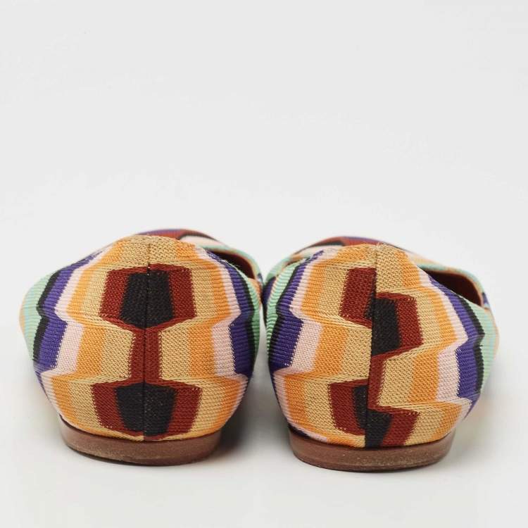 Pre Owned Missoni Multicolor Knit Fabric Ballet Flats Size 36