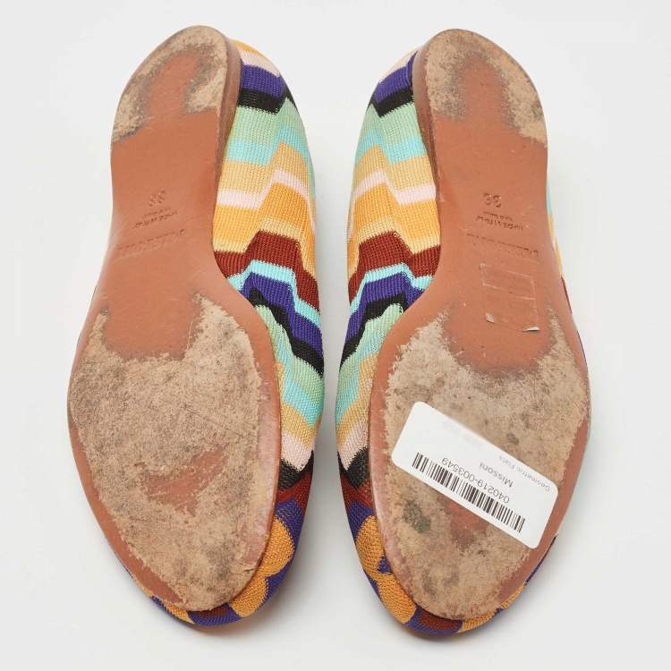 Pre Owned Missoni Multicolor Knit Fabric Ballet Flats Size 36