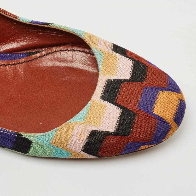 Pre Owned Missoni Multicolor Knit Fabric Ballet Flats Size 36
