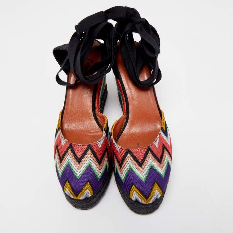 Pre Owned Missoni x Castaner Multicolor Canvas Espadrille Sandals Size 39