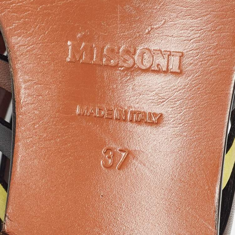 Pre Owned Missoni Multicolor Leather Strappy Flats Size 37
