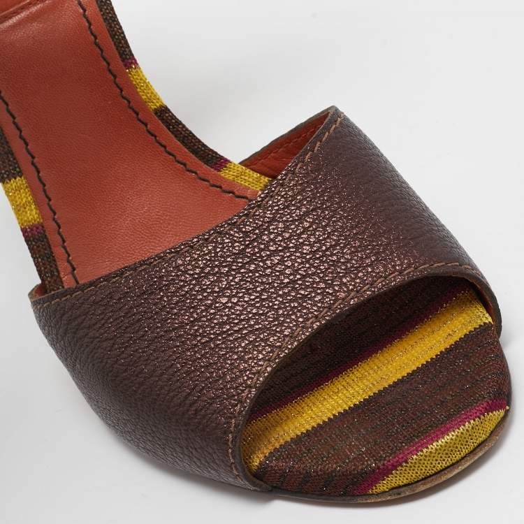 Pre Owned Missoni Tricolour Leather Strappy Sandals Size 39