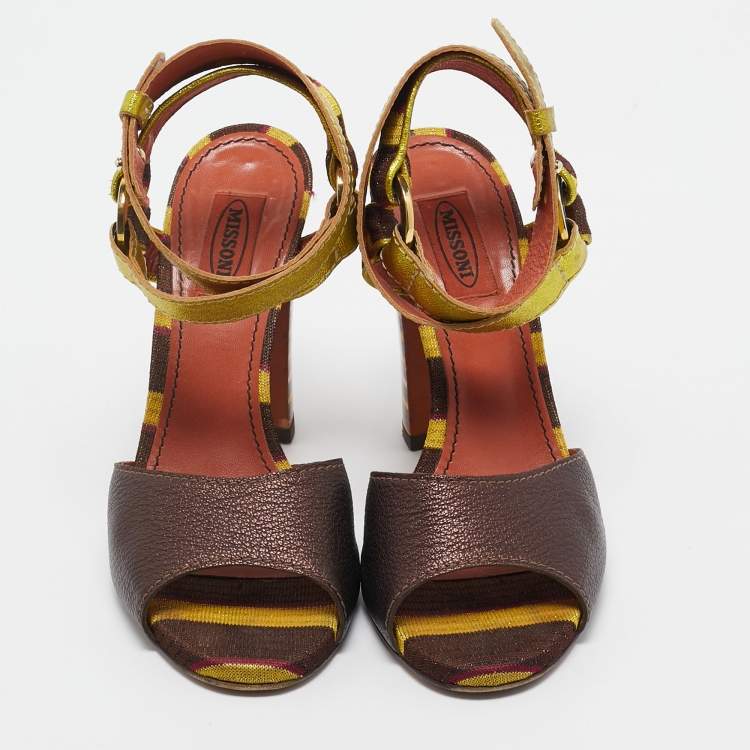 Pre Owned Missoni Tricolour Leather Strappy Sandals Size 39