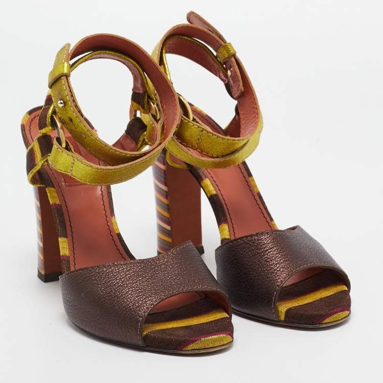 Pre Owned Missoni Tricolour Leather Strappy Sandals Size 39