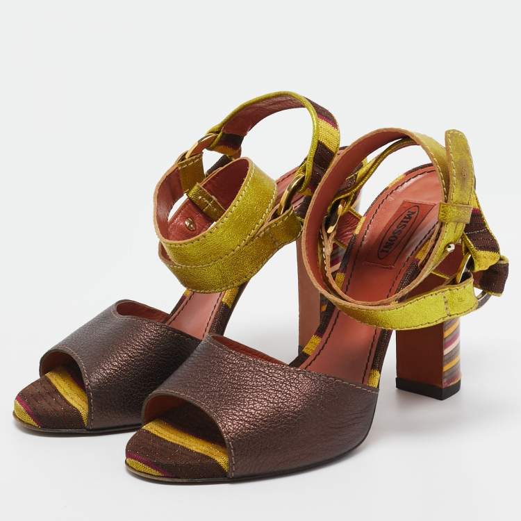 Pre Owned Missoni Tricolour Leather Strappy Sandals Size 39