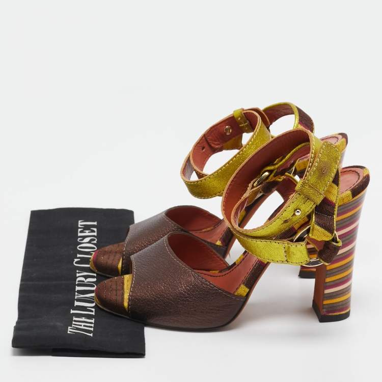 Pre Owned Missoni Tricolour Leather Strappy Sandals Size 39