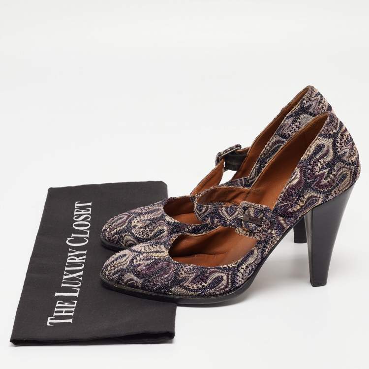 Pre Owned Missoni Multicolor Lurex Fabric Mary Jane Pumps Size 39