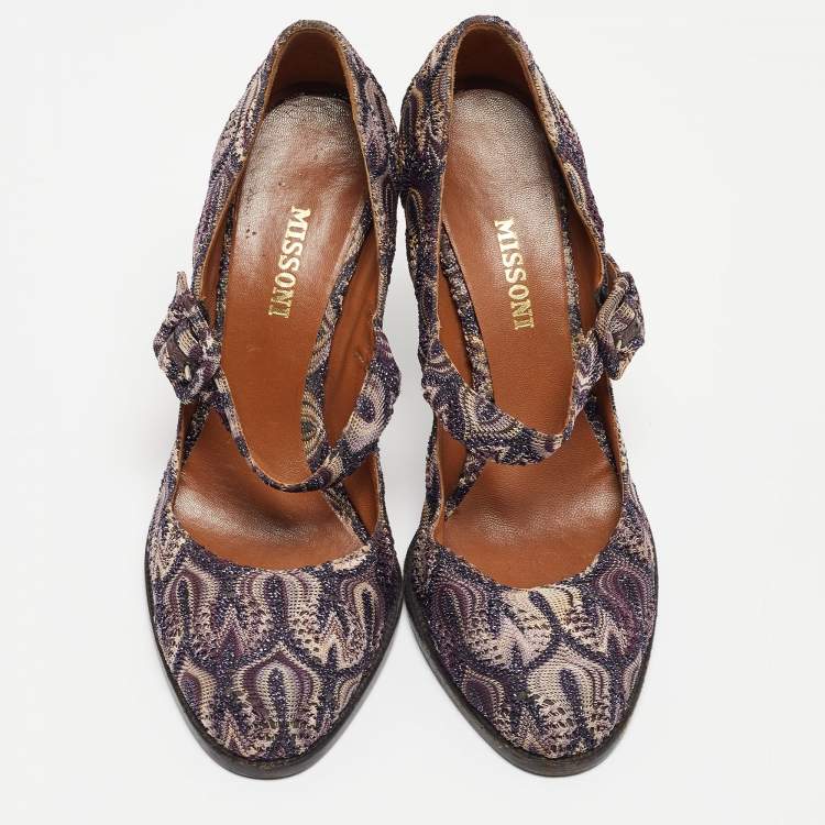 Pre Owned Missoni Multicolor Lurex Fabric Mary Jane Pumps Size 39