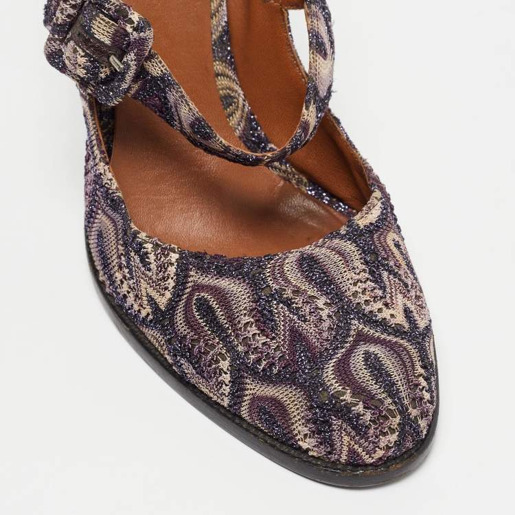 Pre Owned Missoni Multicolor Lurex Fabric Mary Jane Pumps Size 39