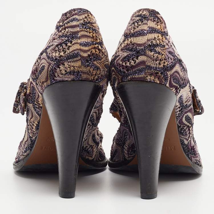 Pre Owned Missoni Multicolor Lurex Fabric Mary Jane Pumps Size 39