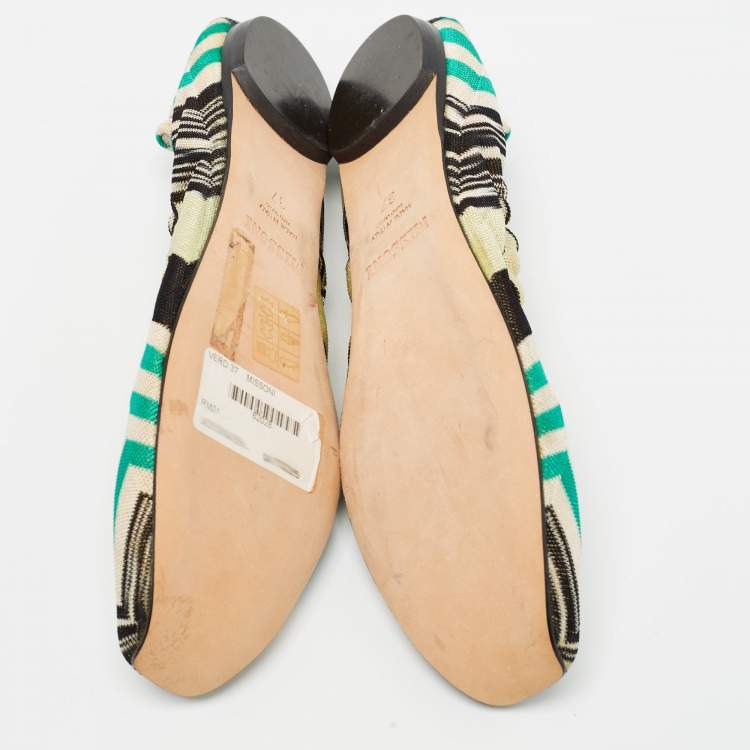 Pre Owned Missoni Multicolor Lurex Fabric Scrunch Ballet Flats Size 37    