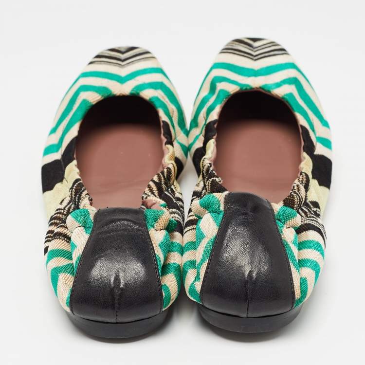 Pre Owned Missoni Multicolor Lurex Fabric Scrunch Ballet Flats Size 37    