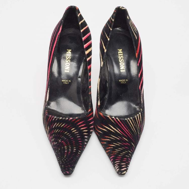 Pre Owned Missoni Multicolor Velvet  Suede Pointed Toe Pumps Size 37