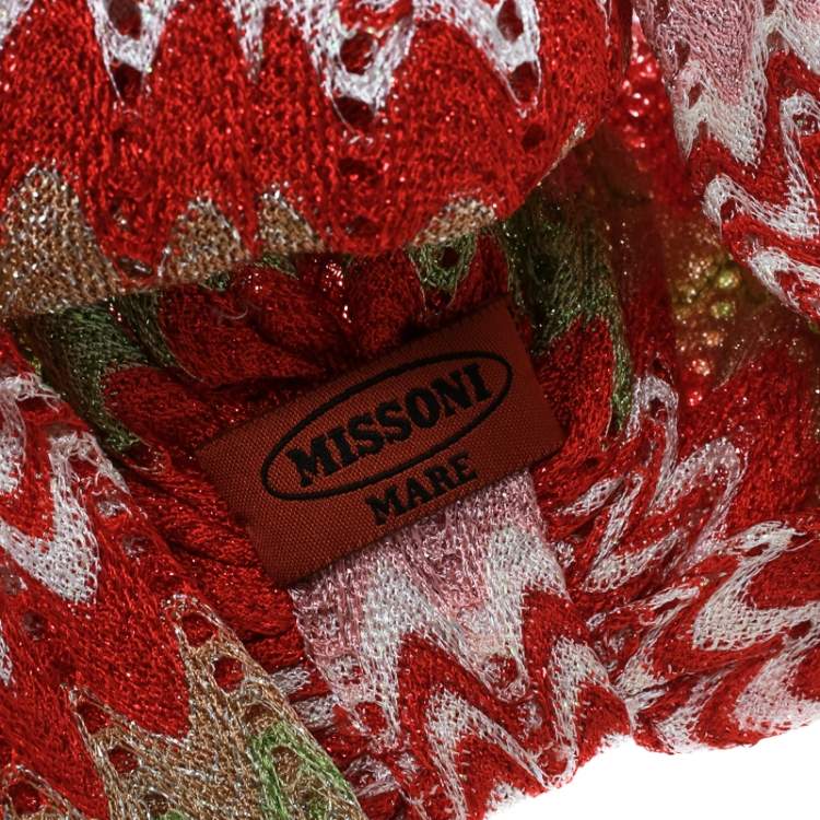 Pre Owned Missoni Mare Multicolor Perforated Patterned Lurex Knit Turban