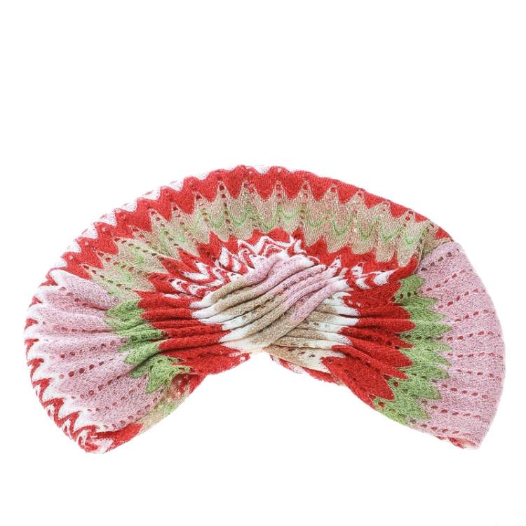 Pre Owned Missoni Mare Multicolor Perforated Patterned Lurex Knit Turban