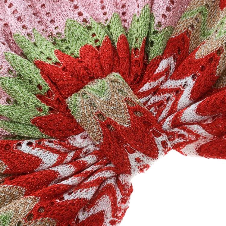 Pre Owned Missoni Mare Multicolor Perforated Patterned Lurex Knit Turban
