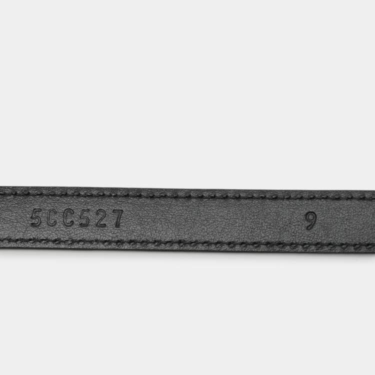Pre Owned Miu Miu Black Leather Logo Chain Link Waist Belt 85CM