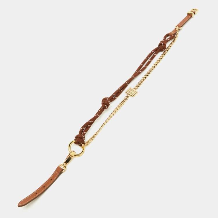 Pre Owned Miu Miu Brown Leather, Cord and Metal Trick Bag Charm