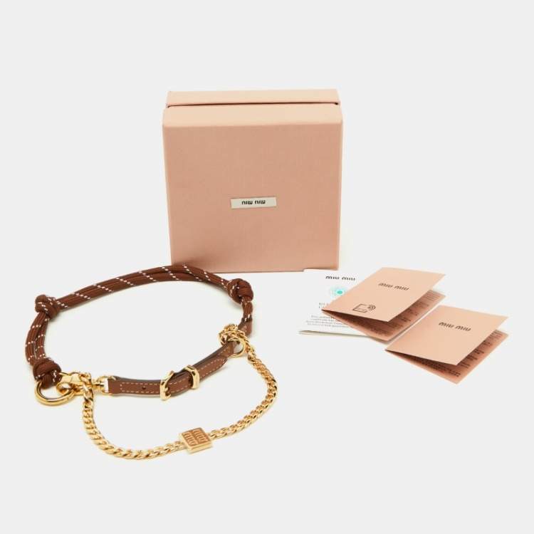 Pre Owned Miu Miu Brown Leather, Cord and Metal Trick Bag Charm