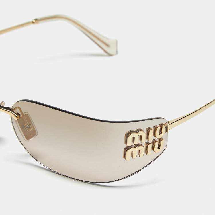 Pre Owned Miu Miu Brown SMU A51 Logo Square Sunglasses