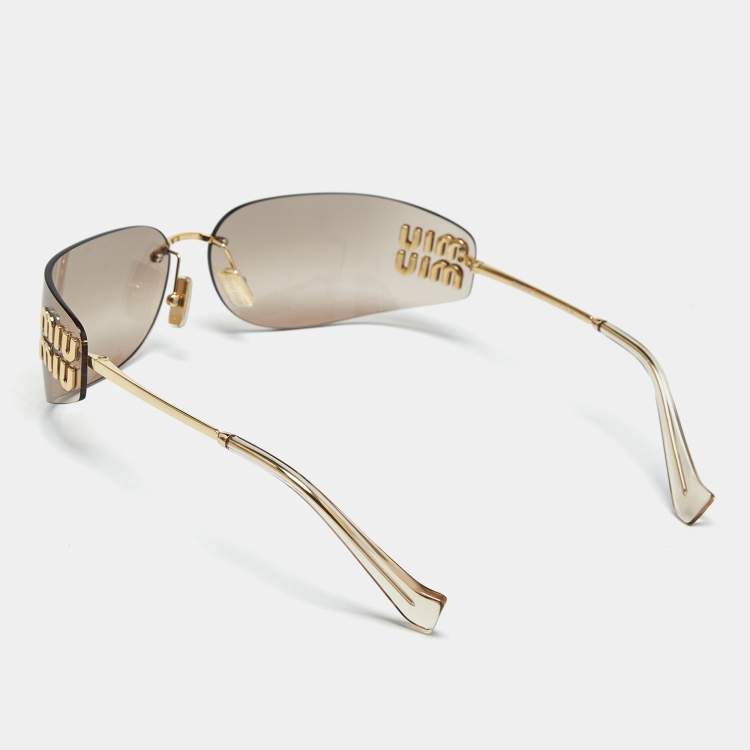 Pre Owned Miu Miu Brown SMU A51 Logo Square Sunglasses