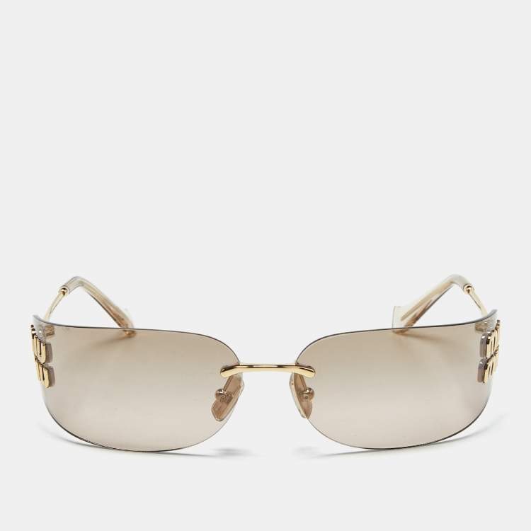 Pre Owned Miu Miu Brown SMU A51 Logo Square Sunglasses