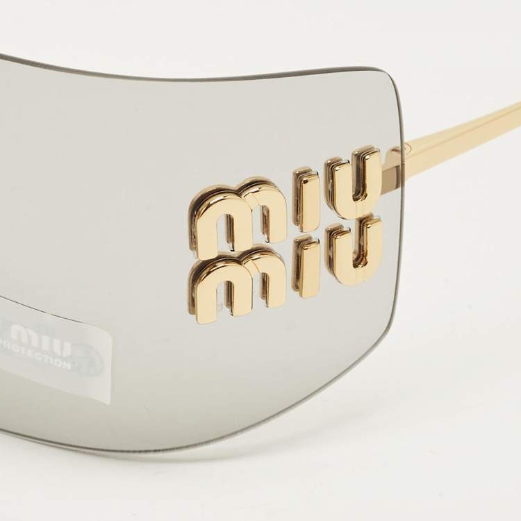 Pre Owned Miu Miu Grey SMU54Y Runaway Rectangle Sunglasses
