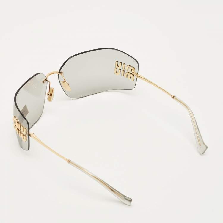 Pre Owned Miu Miu Grey SMU54Y Runaway Rectangle Sunglasses