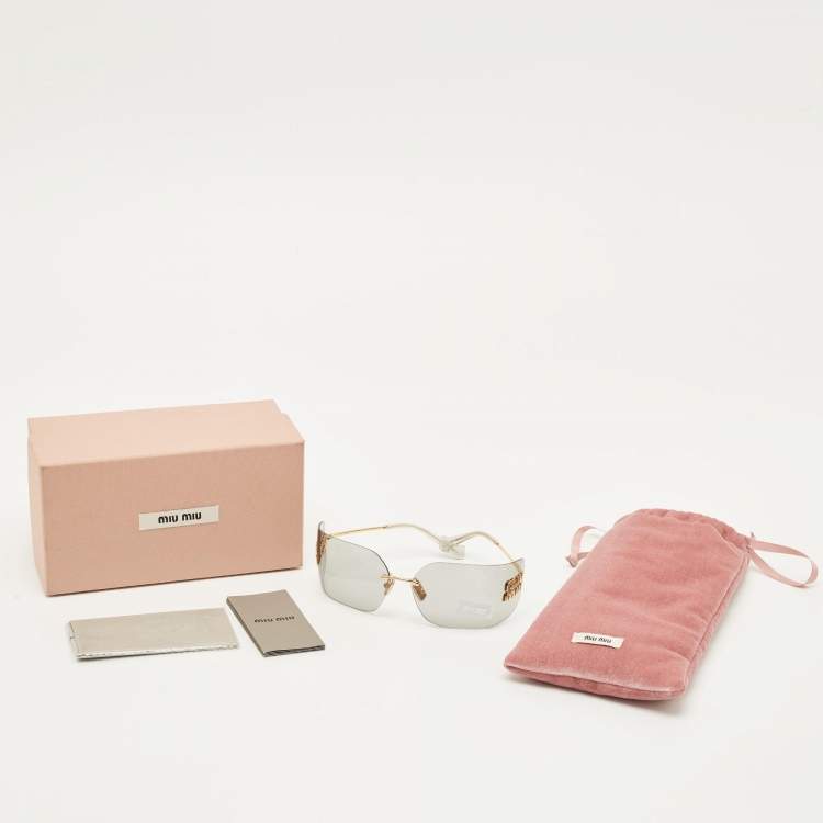 Pre Owned Miu Miu Grey SMU54Y Runaway Rectangle Sunglasses