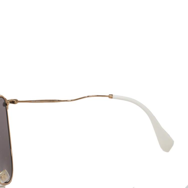 Pre Owned Miu Miu Gold/Brown SMU55R Butterfly Sunglasses 
