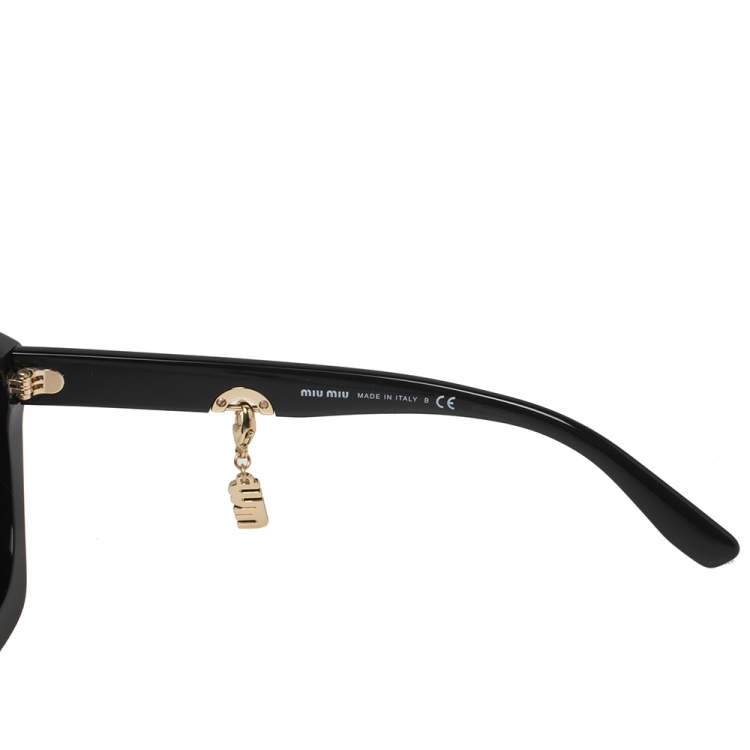 Pre Owned Miu Miu Black Acetate SMU01X Cat Eye Charms Sunglasses