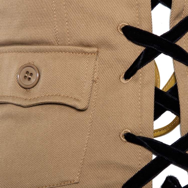 Pre Owned Miu Miu Light Brown Cotton Lace Up Corset Belt 