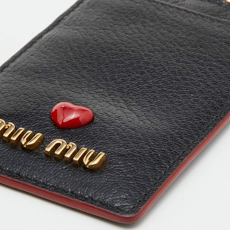 Pre Owned Miu Miu Black Leather ID Card Holder