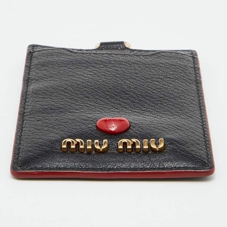 Pre Owned Miu Miu Black Leather ID Card Holder