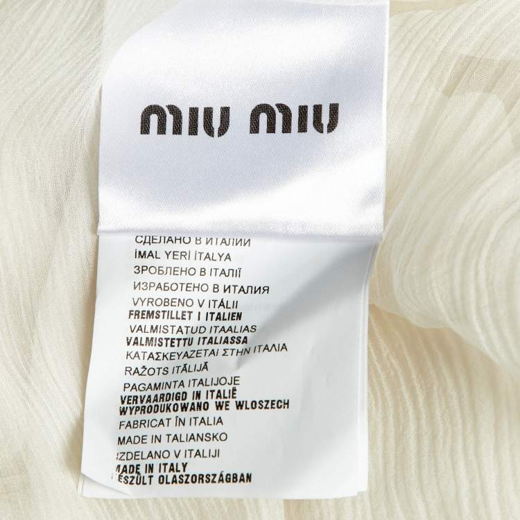 مملوكة مسبقًا Miu Miu White Silk Georgette Pleated Sheer Tunic L