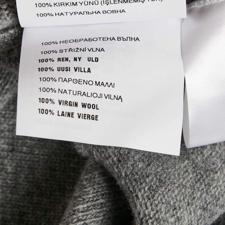 Pre Owned Miu Miu Grey Wool Knit V-Neck Crop Sweater S