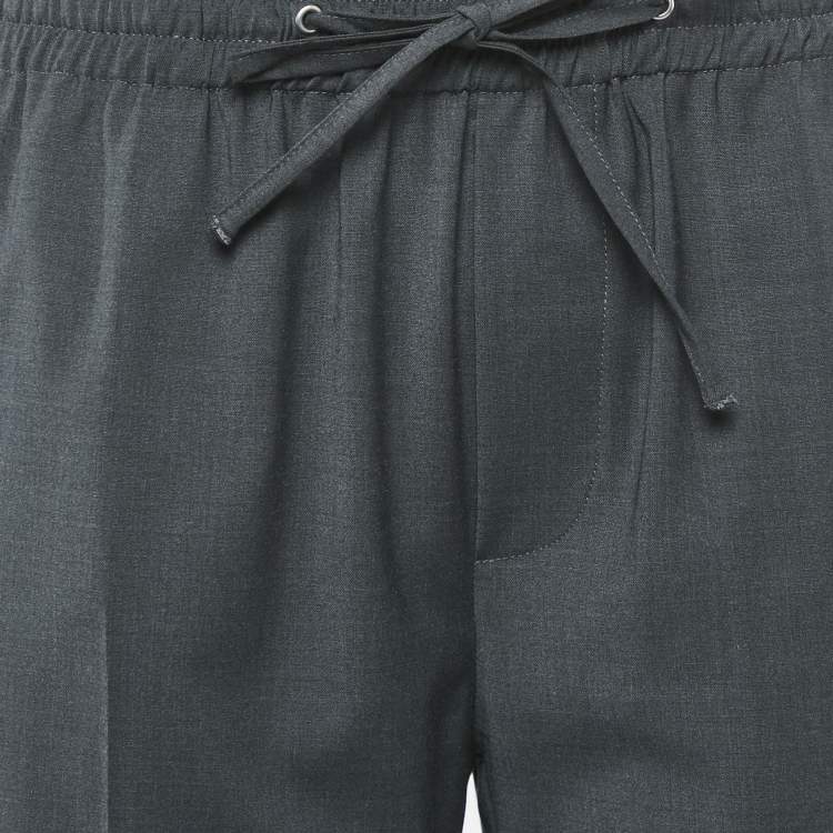 Pre Owned Miu Miu Charcoal Black Wool Blend Trousers S