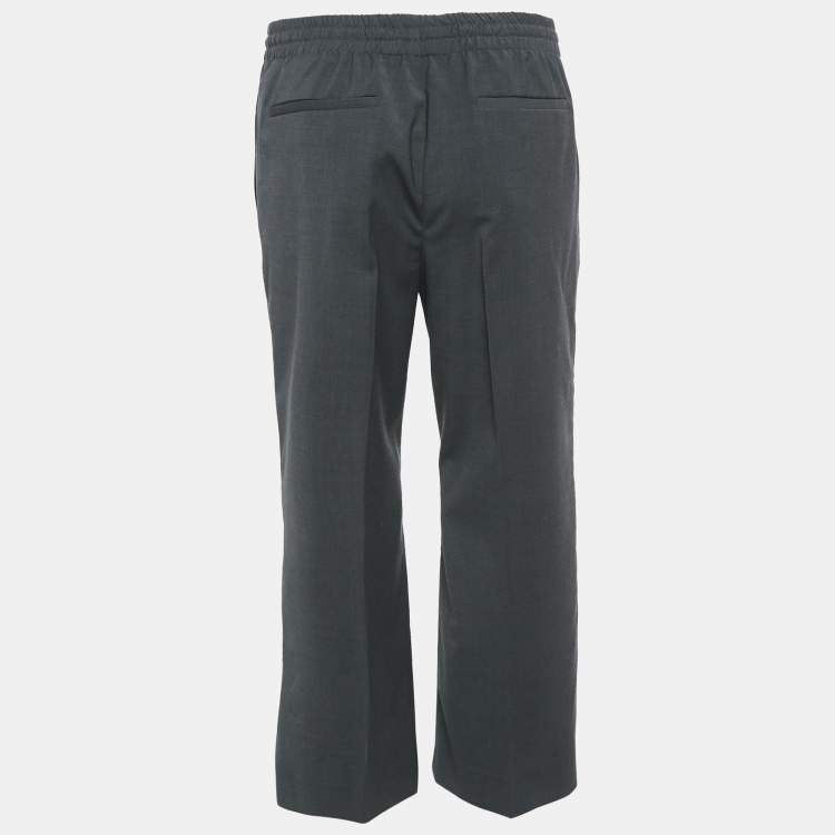 Pre Owned Miu Miu Charcoal Black Wool Blend Trousers S