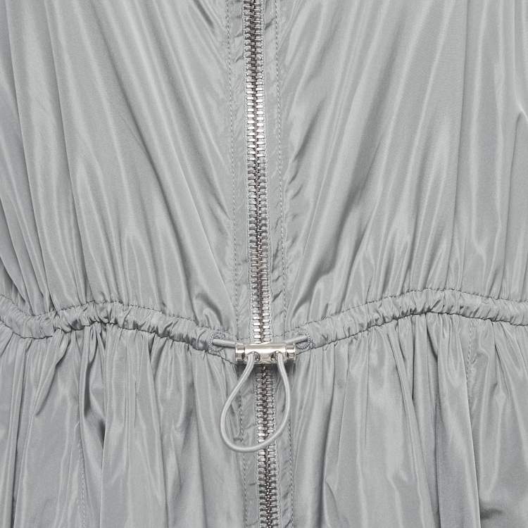Pre Owned Miu Miu Grey Synthetic Zip-Up Sleeveless Midi Dress M