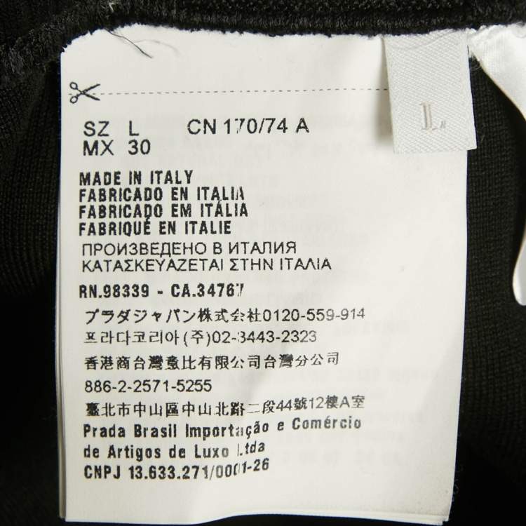 Pre Owned Miu Miu Black Logo Side Stripe Jersey Mini Skirt L