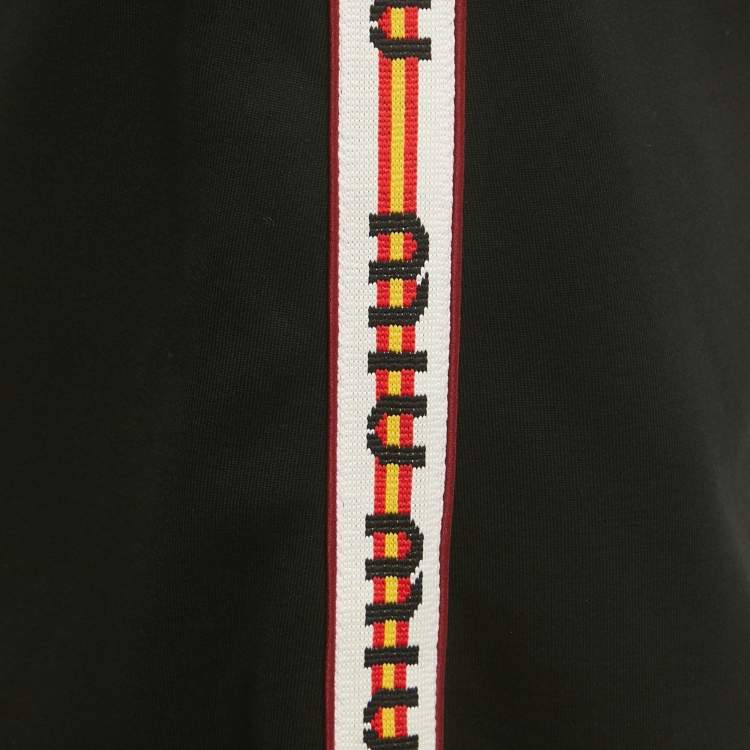 Pre Owned Miu Miu Black Logo Side Stripe Jersey Mini Skirt L