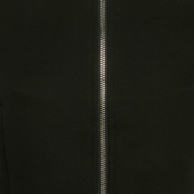 Pre Owned Miu Miu Black Logo Side Trim Jersey Crop Track Jacket M