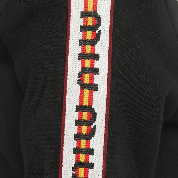 Pre Owned Miu Miu Black Logo Side Trim Jersey Crop Track Jacket M