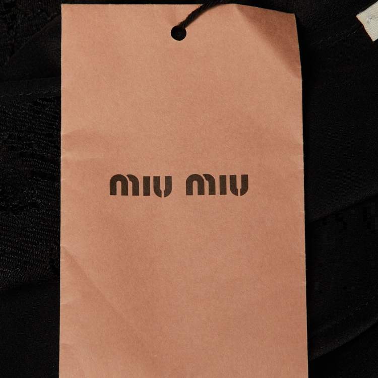 Pre Owned Miu Miu Black Silk Lace Detail Wrap Around Mini Dress XS