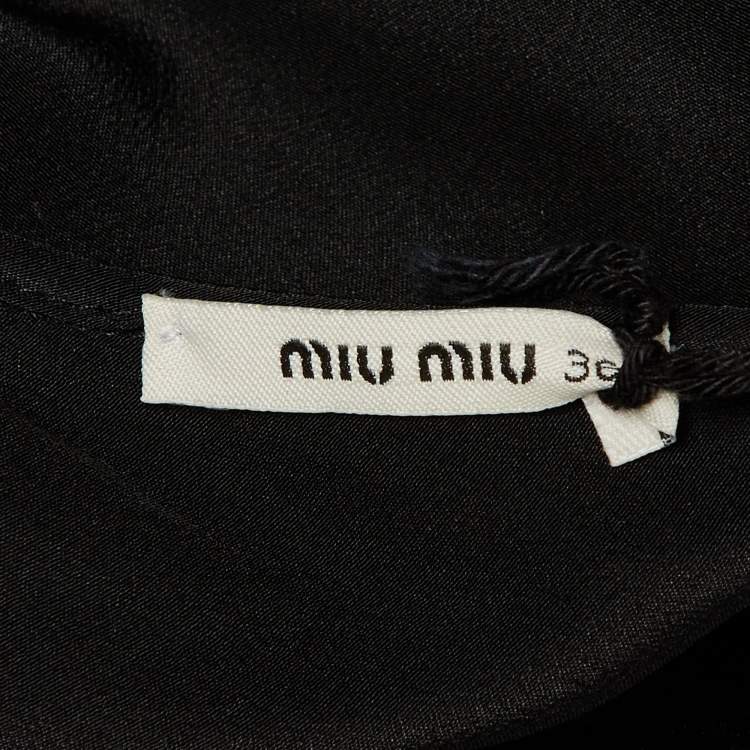 Pre Owned Miu Miu Black Silk Lace Detail Wrap Around Mini Dress XS