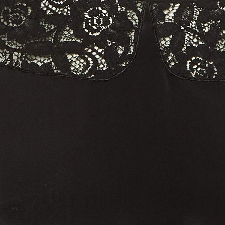 Pre Owned Miu Miu Black Silk Lace Detail Wrap Around Mini Dress XS