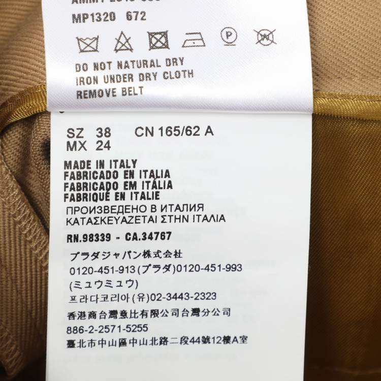 Pre Owned Miu Miu Brown Cotton Trouser S