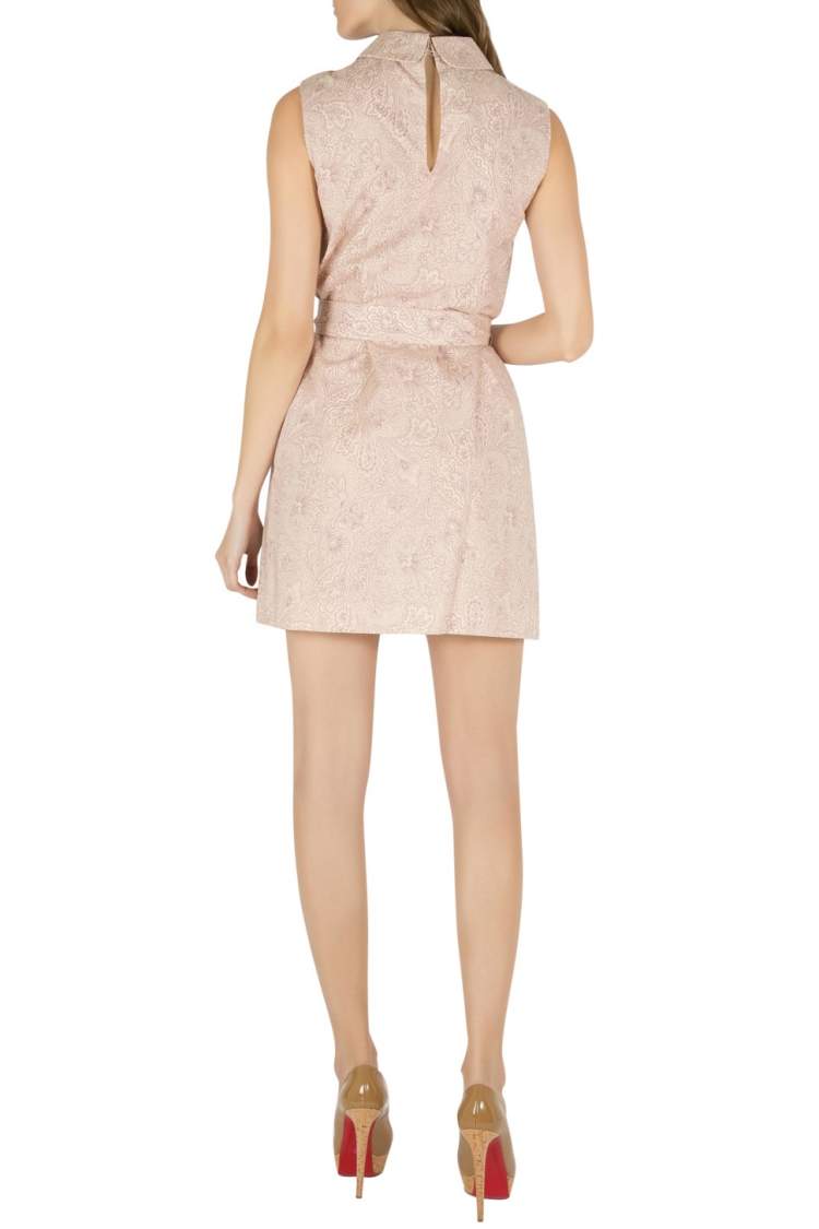 Pre Owned Miu Miu Cipria Pink Tela Paisley Print Cotton Belted Sleeveless Shift Dress S