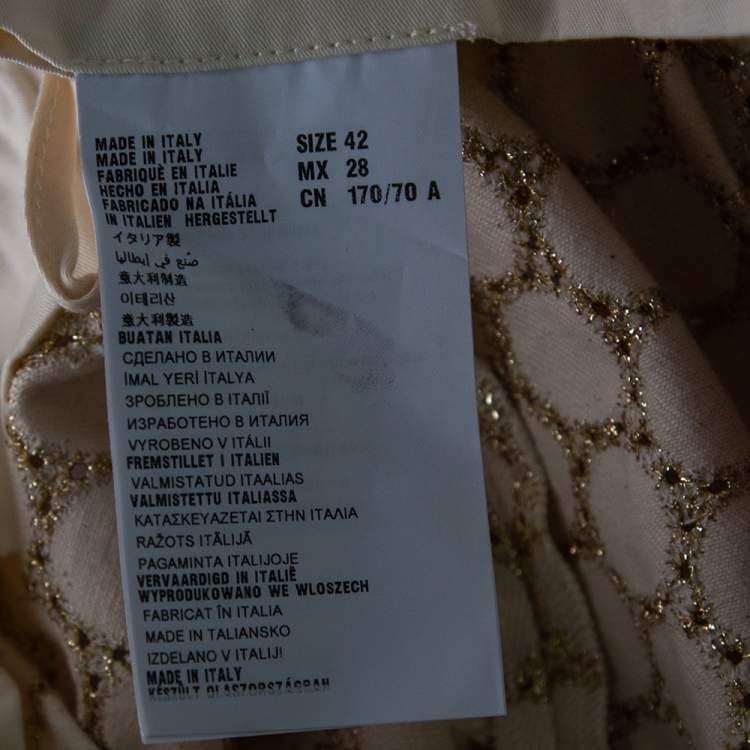 Pre Owned Miu Miu Cream Patterned Cotton Dungaree Mini Dress M 