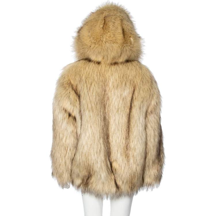Pre Owned Miu Miu Beige Fur Oversized Aspen Jacket S